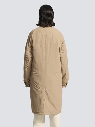 Emblem Patch Padded Trench Coat - Khaki