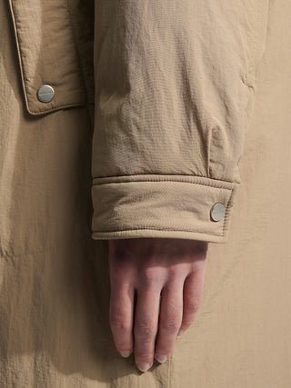 Emblem Patch Padded Trench Coat - Khaki