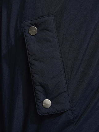 Emblem Patch Padded Trench Coat - Navy