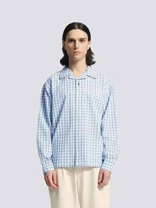 Garden Hose Chain Stitch Overshirt - Light Blue