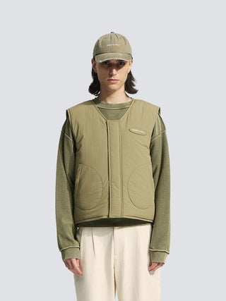 Emblem Patch Padded Vest - Green