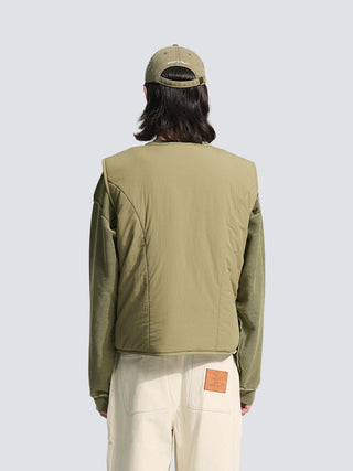 Emblem Patch Padded Vest - Green