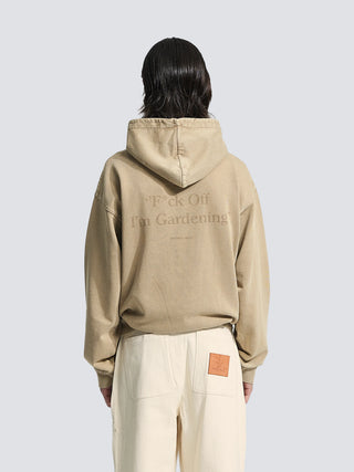 Distressed “F*ck Off” Hoodie - Washed Khaki