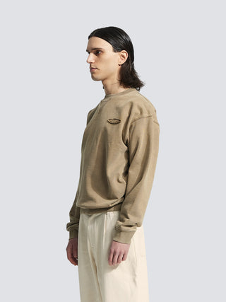 Cut & Sew “F*ck Off” Crewneck - Washed Khaki