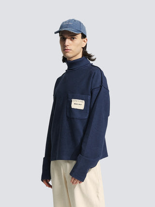 Turtle Neck Chest Pocket - Washed Midnight Blue