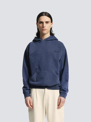 Distressed “F*ck Off” Hoodie - Washed Midnight Blue