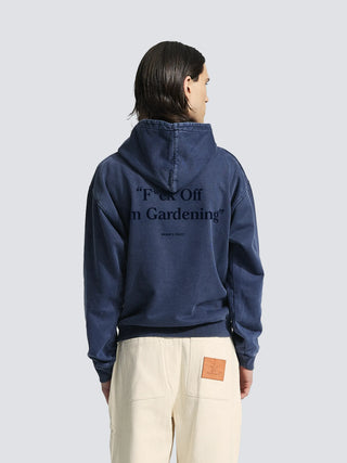 Distressed “F*ck Off” Hoodie - Washed Midnight Blue