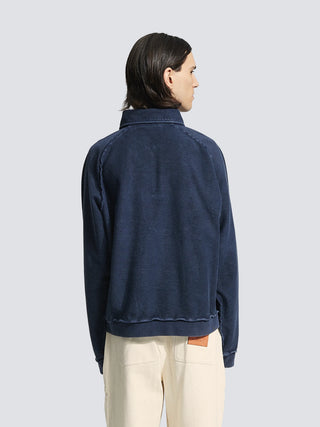 Chest Pocket Sweat Polo - Washed Midnight Blue