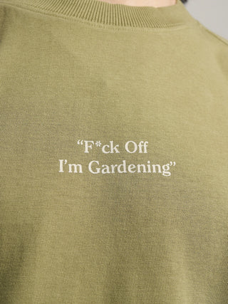 "F*ck Off I'm Gardening" Raglan T-shirt - Solid Olive Green