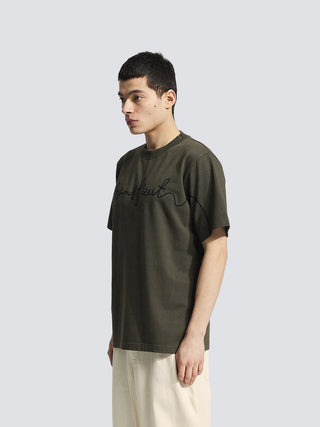 Garden Hose Chain Stitch T-Shirt - Charcoal