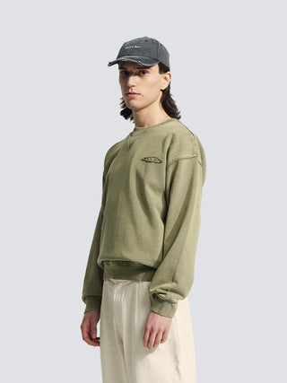 Cut & Sew “F*ck Off” Crewneck - Washed Olive Green