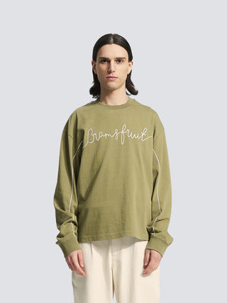 Garden Hose Chain Stitch Longsleeve - Solid Olive Green