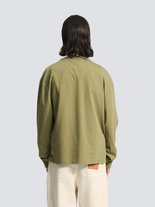 Garden Hose Chain Stitch Longsleeve - Solid Olive Green