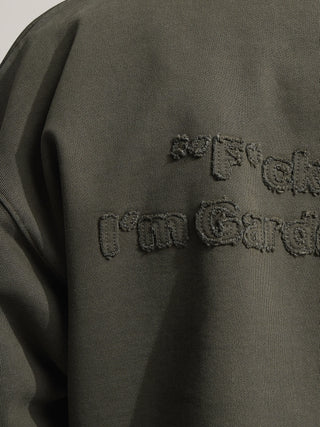 Cut & Sew “F*ck Off I'm Gardening” Crewneck - Washed Charcoal Black