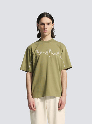 Garden Hose Chain Stitch T-Shirt - Olive Green
