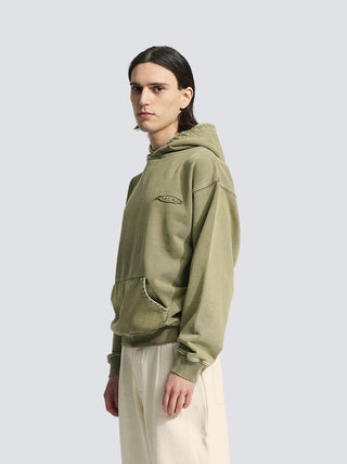 Cut & Sew “F*ck Off I'm Gardening” Hoodie - Washed Olive Green
