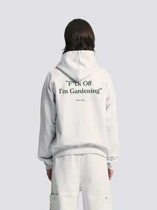 Distressed “F*ck Off” Zipper Hoodie - Grey Melange