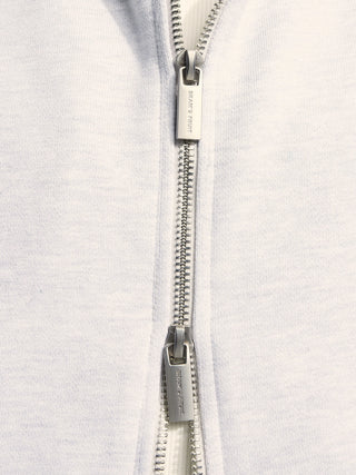 Distressed “F*ck Off” Zipper Hoodie - Grey Melange