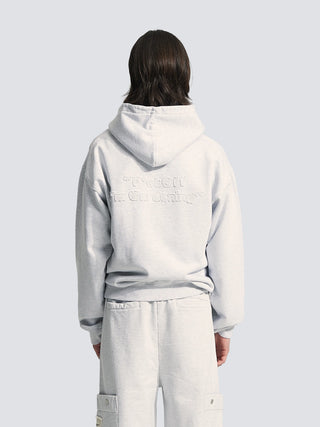 Cut & Sew Quarter Zip Hoodie - Grey Melange