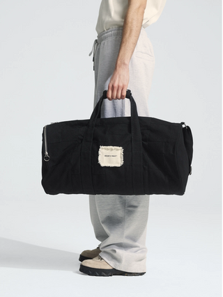 Patched Canvas Duffel Bag 50L - Black