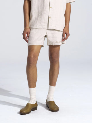 Garden Hose Linen Shorts -  Beige