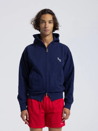 Monogram Boxing Glove Zipper Hoodie - Navy