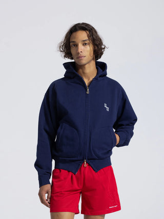 Monogram Boxing Glove Zipper Hoodie - Navy