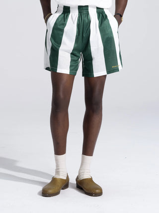 Mesh Shorts - Green-White Striped