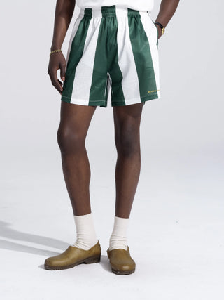 Mesh Shorts - Green-White Striped