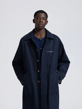 Chain Stitch Garden Hose Trench Coat - Navy