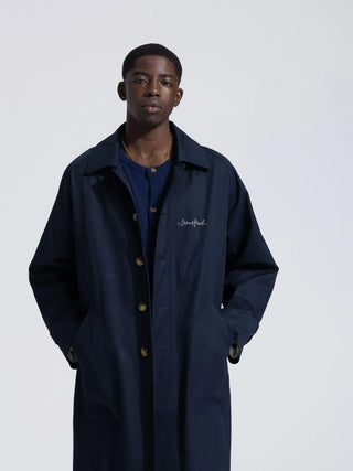 Chain Stitch Garden Hose Trench Coat - Navy