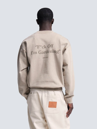 Distressed “F*ck Off I'm Gardening” Crewneck - Washed Khaki
