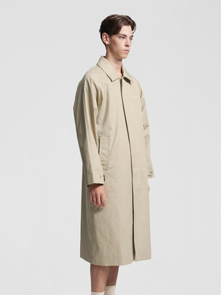 Script Logo Distressed Trench Coat - Olive Green