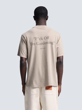 Distressed  "F*ck Off I'm Gardening" T-shirt - Washed Khaki