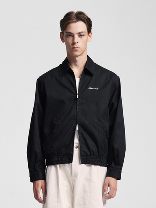 Script Logo Distressed Jacket - Black