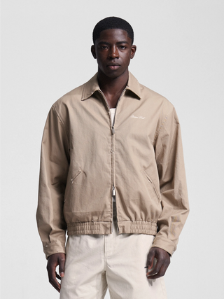 Script Logo Distressed Jacket - Sand