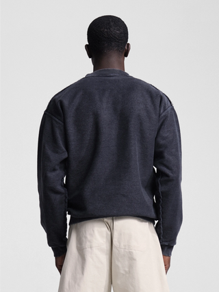 Chest Pocket Crewneck - Washed Charcoal Black
