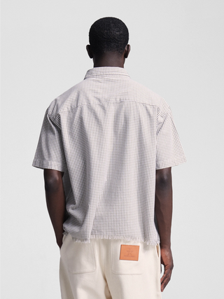 Distressed Farmer's Shirt Shortsleeve - Olive Green