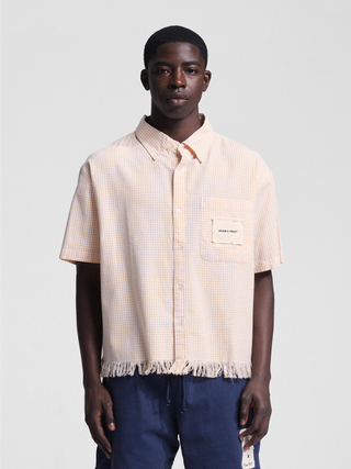 Distressed Farmer's Shirt Shortsleeve - Orange