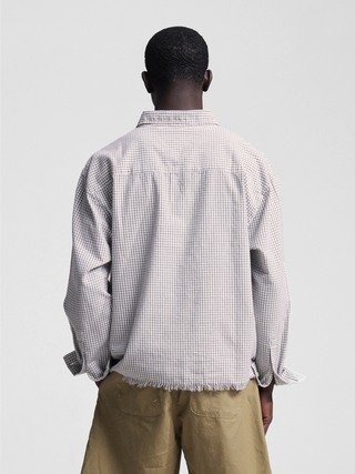 Distressed Farmer's Shirt Longsleeve - Olive Green