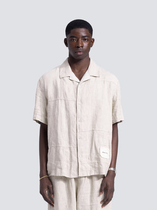 Linen Repair Shirt Shortsleeve - Natural Linen