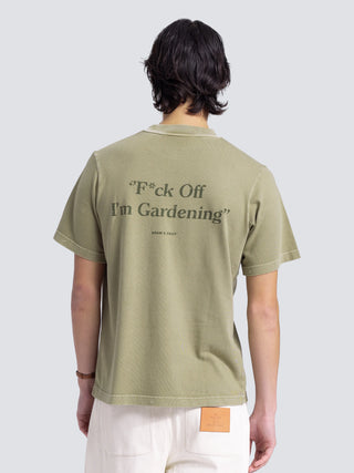 “F*ck Off I'm Gardening” T-Shirt Distressed - Washed Olive Green