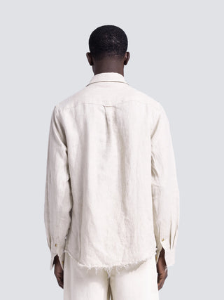 Distressed Linen Shirt Longsleeve - Natural Linen