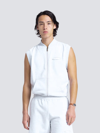 Cut & Sew “F*ck Off I'm Gardening” Sleeveless Vest - Grey Melange