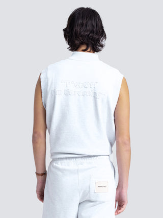 Cut & Sew “F*ck Off I'm Gardening” Sleeveless Vest - Grey Melange