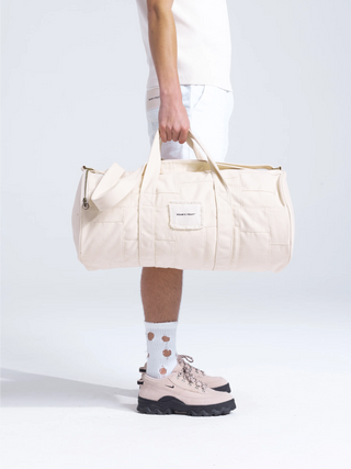 Patched Canvas Duffel Bag 50L - Beige