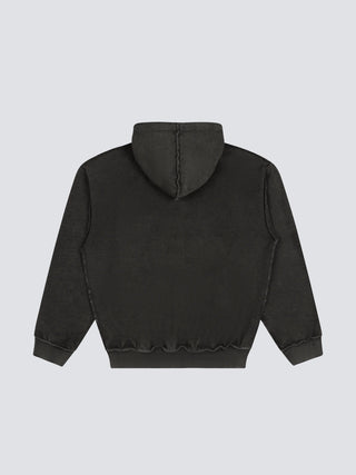 Chest Pocket Zipper Hoodie - Washed Charcoal