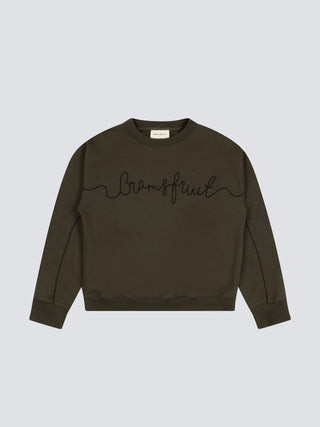 Garden Hose Chain Stitch Crewneck - Solid Charcoal