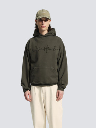 Garden Hose Chain Stitch Hoodie - Solid Charcoal Black