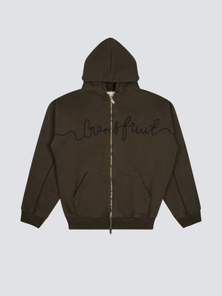 Garden Hose Chain Stitch Zipper Hoodie - Solid Charcoal